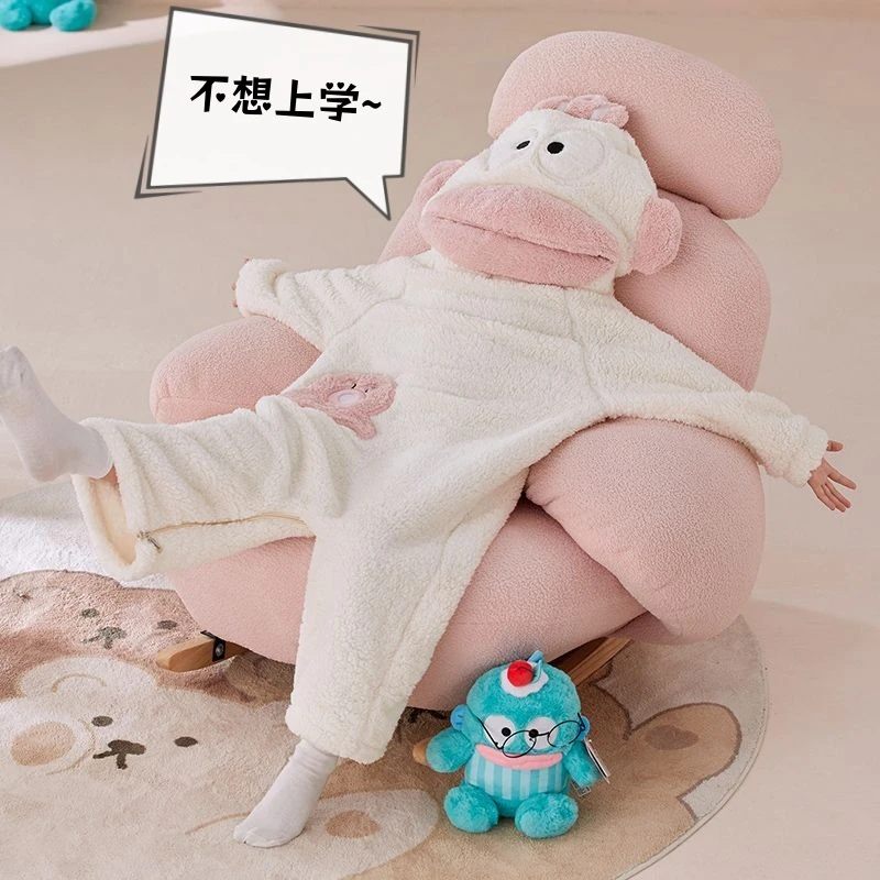 丑鱼睡衣连体儿童秋冬季加厚款珊瑚绒男童法兰绒女童睡袍浴袍家居