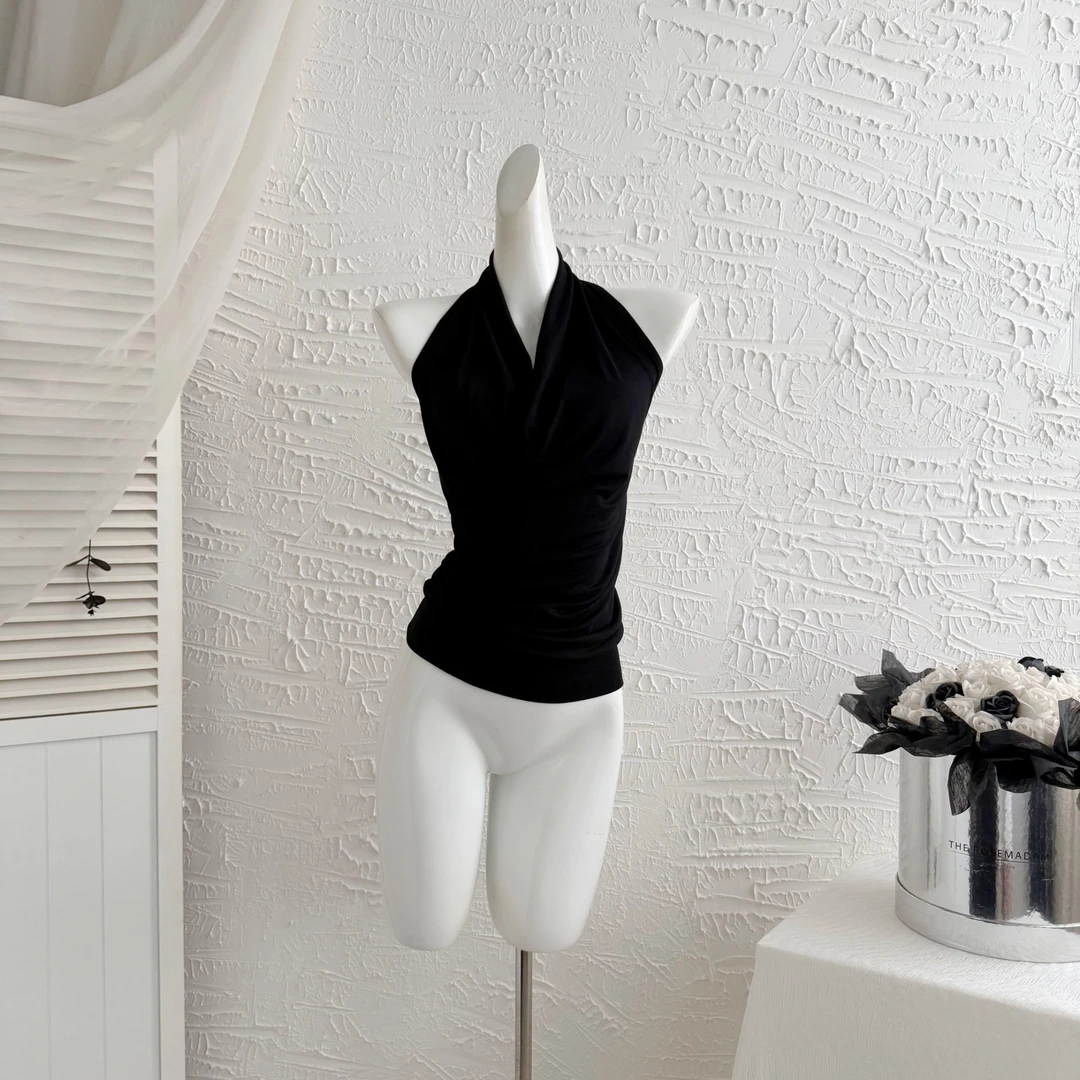 【现货】美式显瘦无袖吊带背心2025新款遮副乳挂脖上衣女生夏外穿