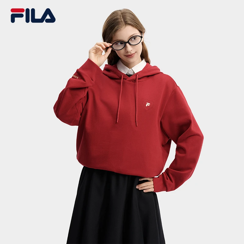 FILA/斐乐【腮红卫衣】新年情侣款连帽卫衣时尚百搭长袖F11U619204F