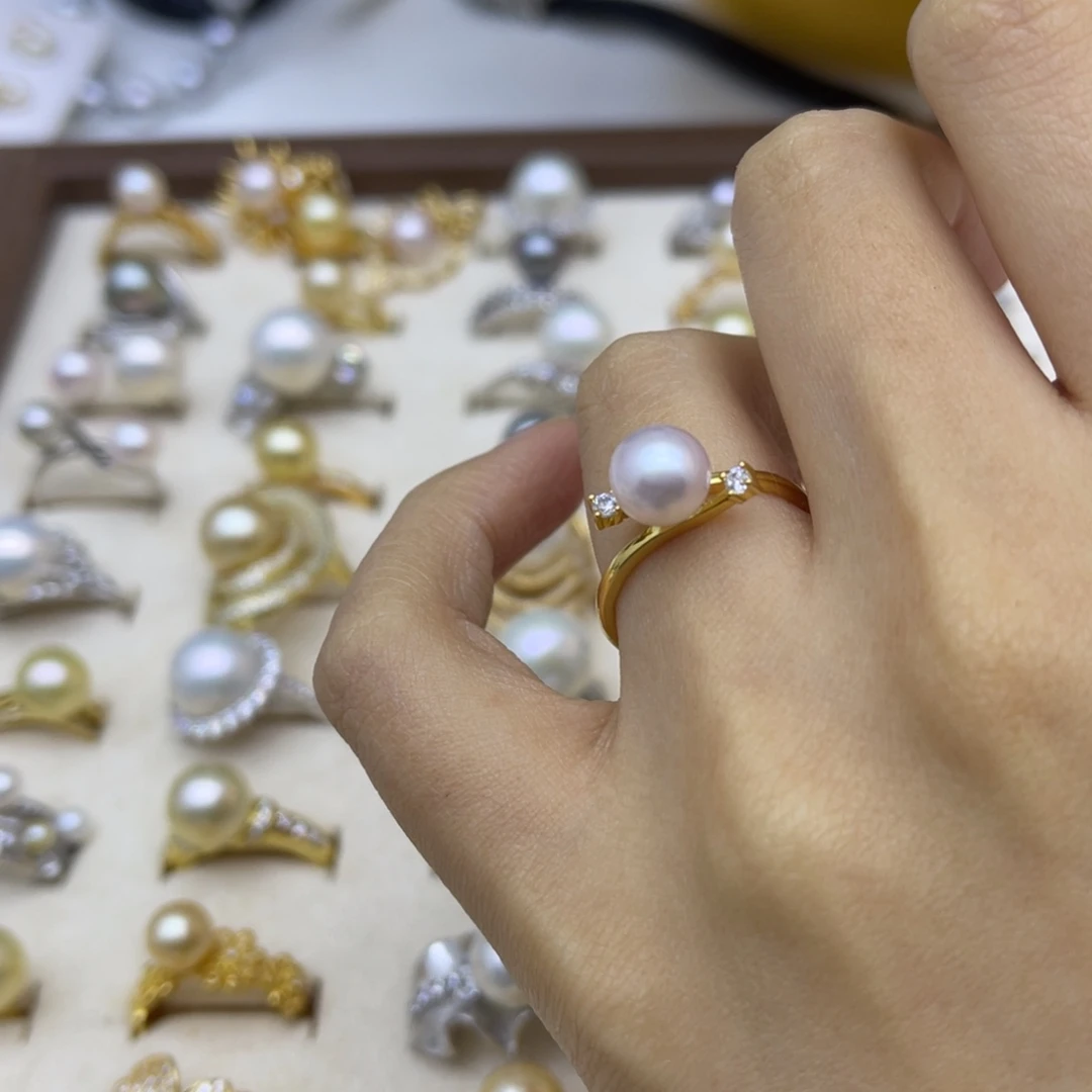 银S925镶嵌海水珍珠戒指