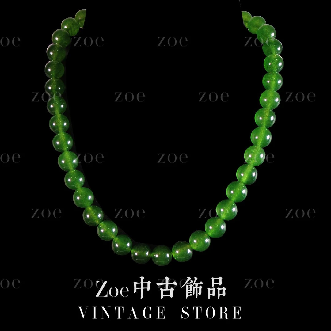 铜合金项链 复古郁金香】高级绿色复古轻奢宫廷风项链长款坠链2053