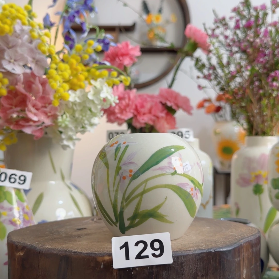 摆件陶瓷手绘小花瓶摆件无孔