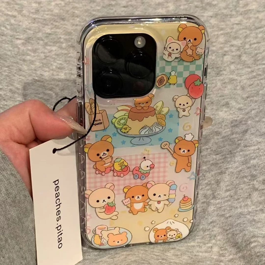 七壳子草莓轻松熊适用苹果华为vivo小米oppo女款iphone15/16/14