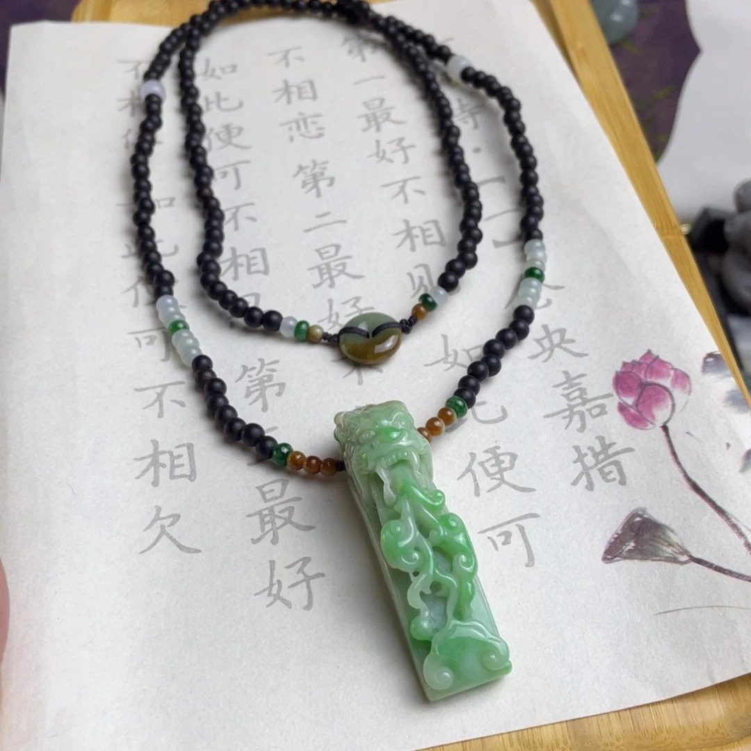 翡翠未镶嵌颈饰设计款龙勾项链