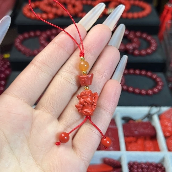 天然辰砂含尘砂挂件