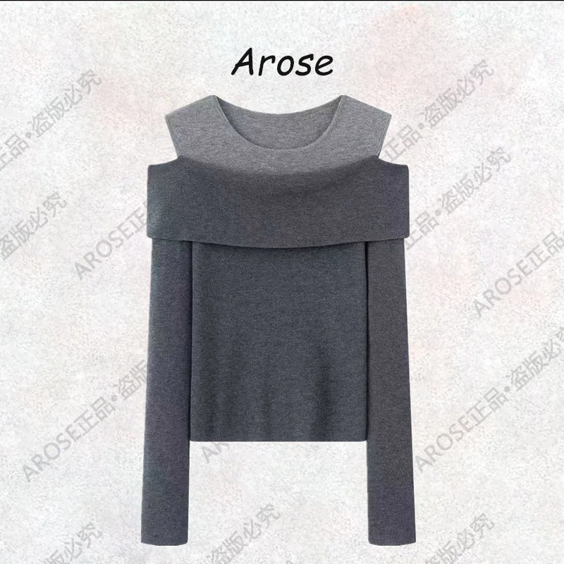 【AR0SE•正品】2025秋季长袖女针织毛针织衫设计师毛衫灰色系7176