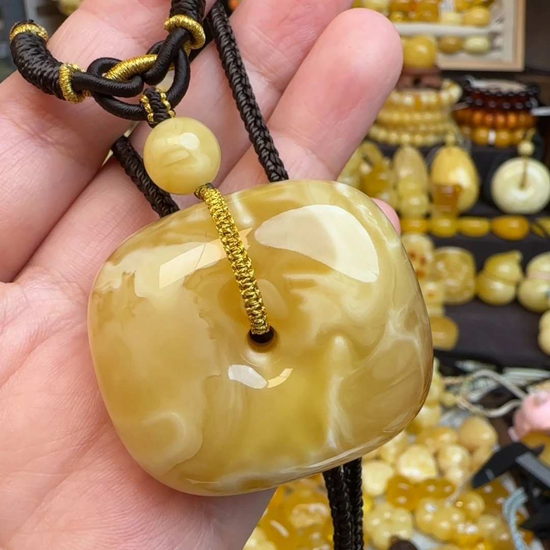 未镶嵌套链蜜蜡天然俄料蜜蜡方扣