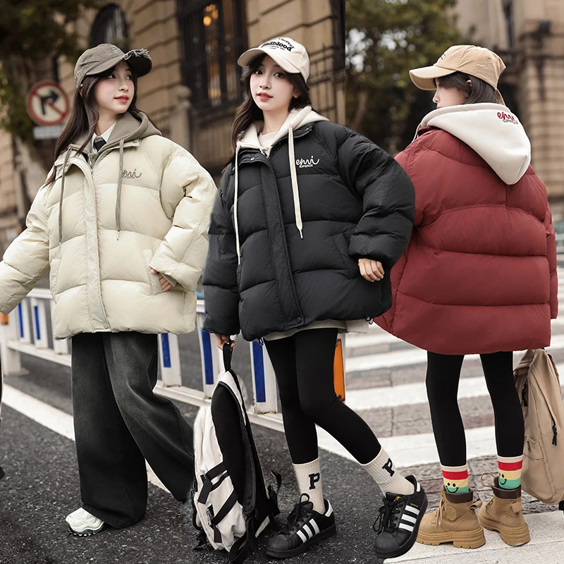 潮流时尚面包服情侣宽松锁温蓄热儿童服装女童假两件羽绒服冬季20