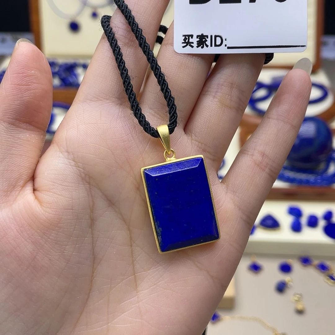 银S925镀金镶嵌青金石吊坠