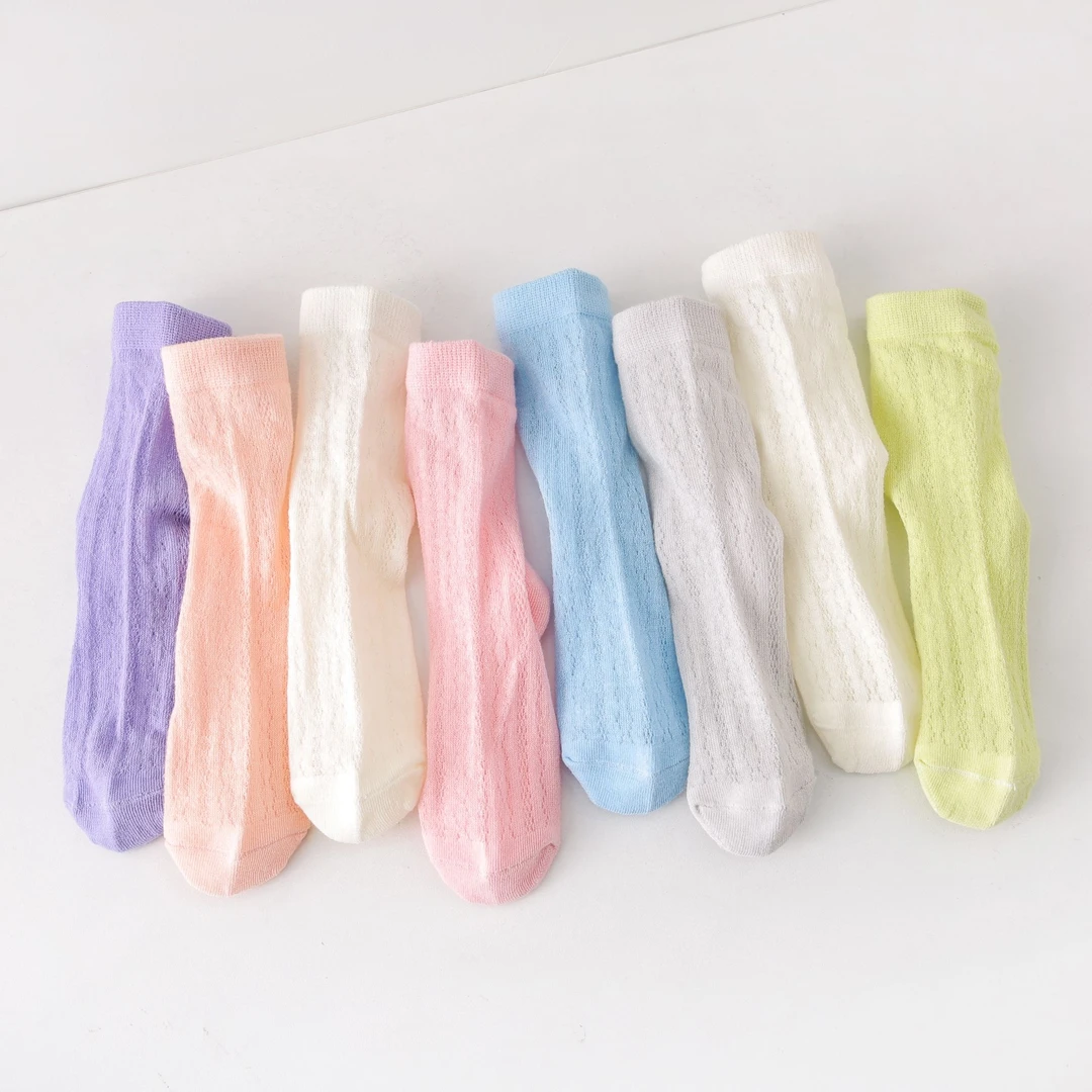 （四双装包邮）夏季儿童棉袜超薄款透气男女童袜子夏天中筒棉袜吸汗