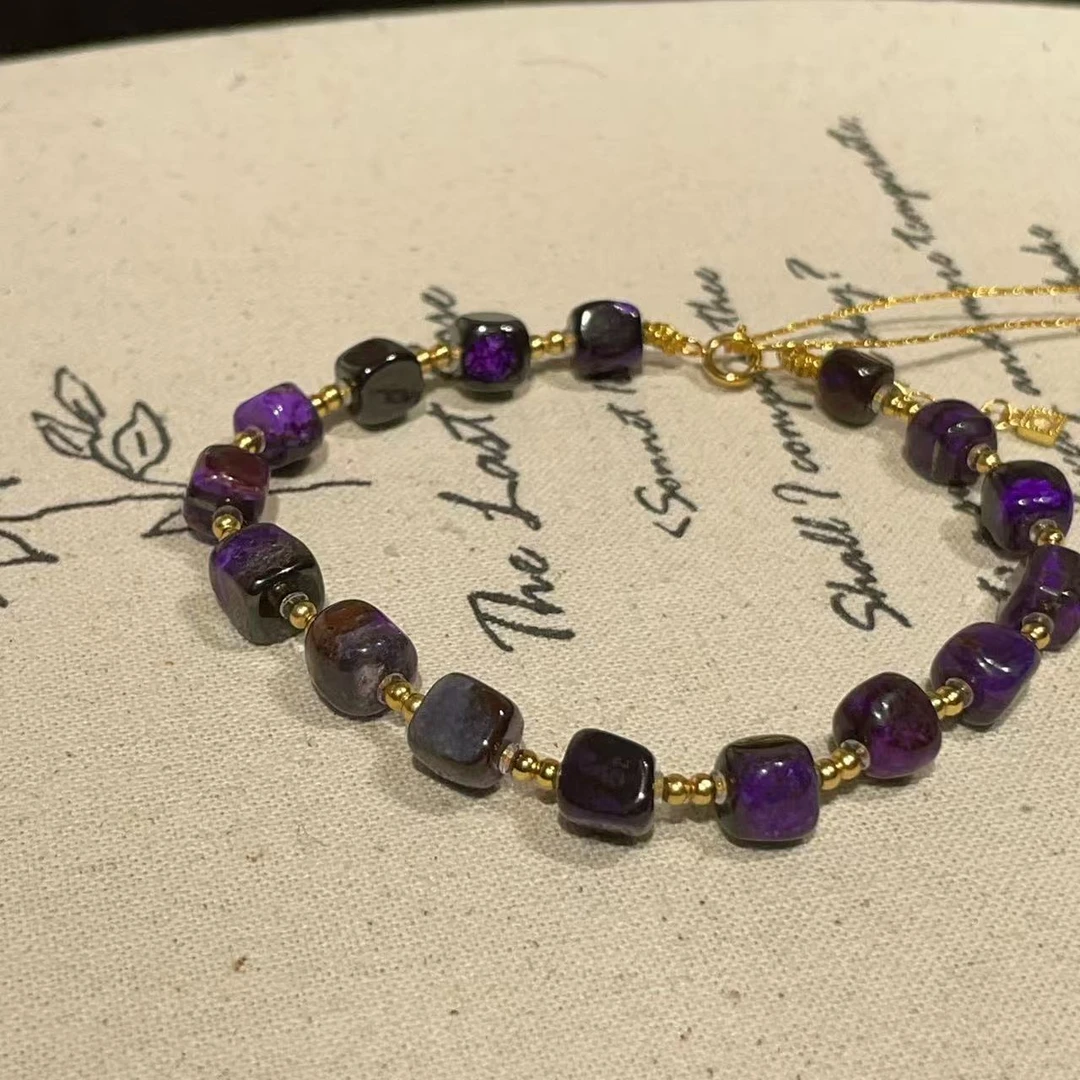 南非舒俱来夹层丝绒魔方微瑕手串S925/16cm（雪方）AZB10594