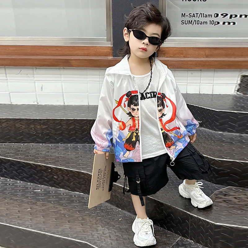 男童夏装薄款外套小童防晒衣哪吒儿童服装防紫外线宝宝夏季防晒服