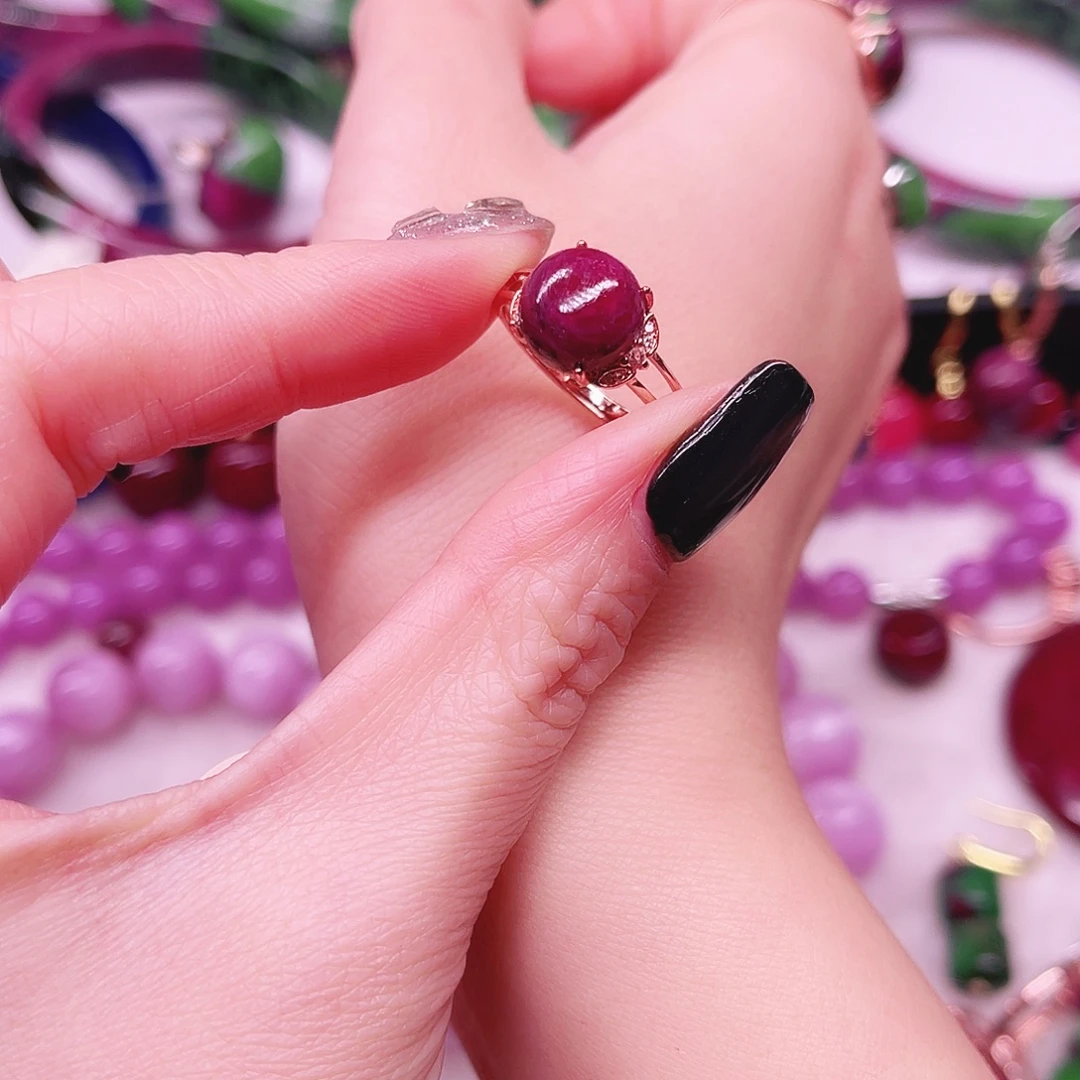 戒指红宝石银S925镶嵌