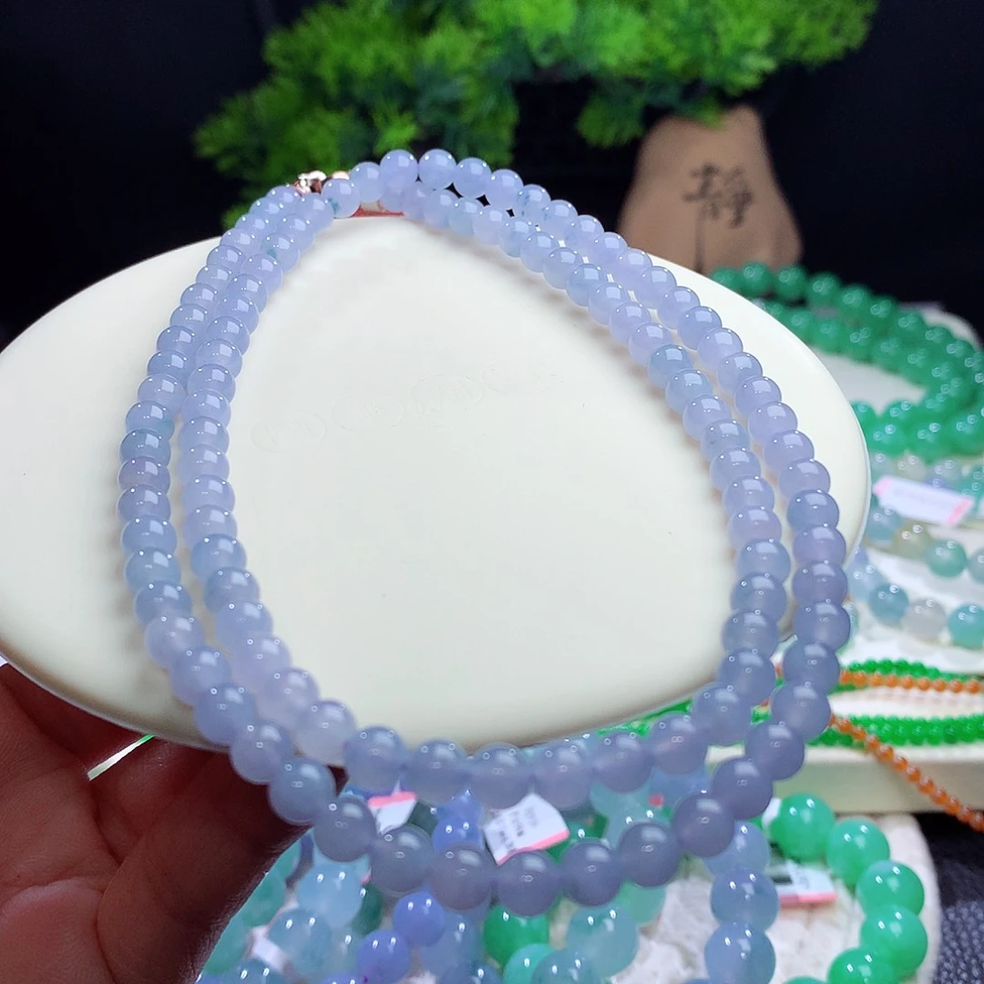 项链未镶嵌翡翠卡5.7mm冰紫香芋紫