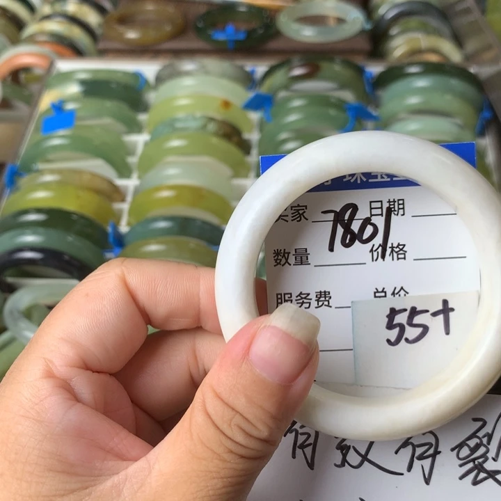 未镶嵌蛇纹石玉手镯7801