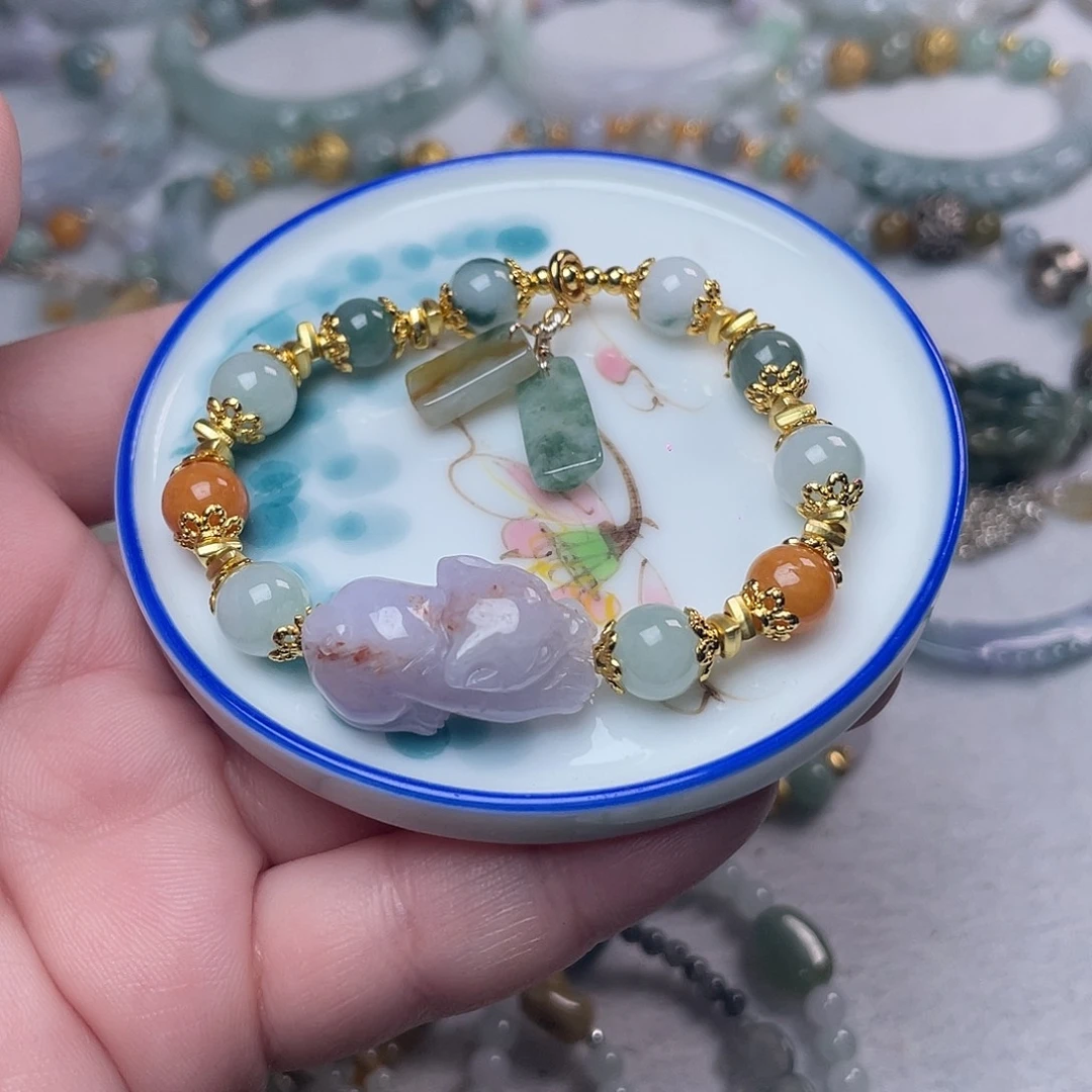 翡翠未镶嵌手链猫猫手串