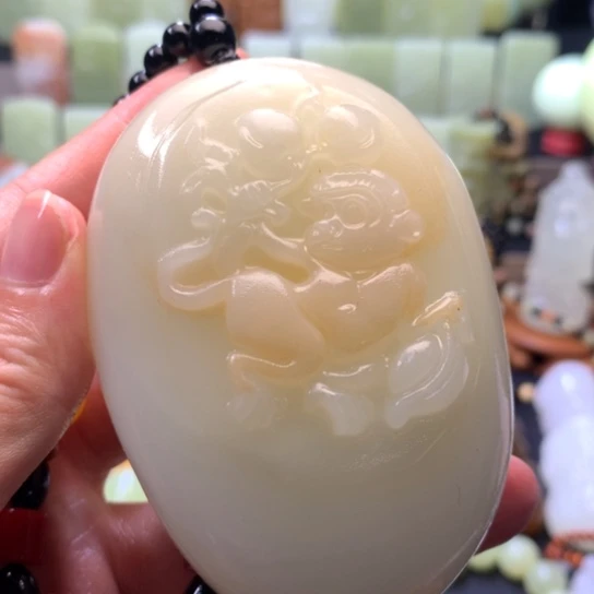 石材方解石手把件