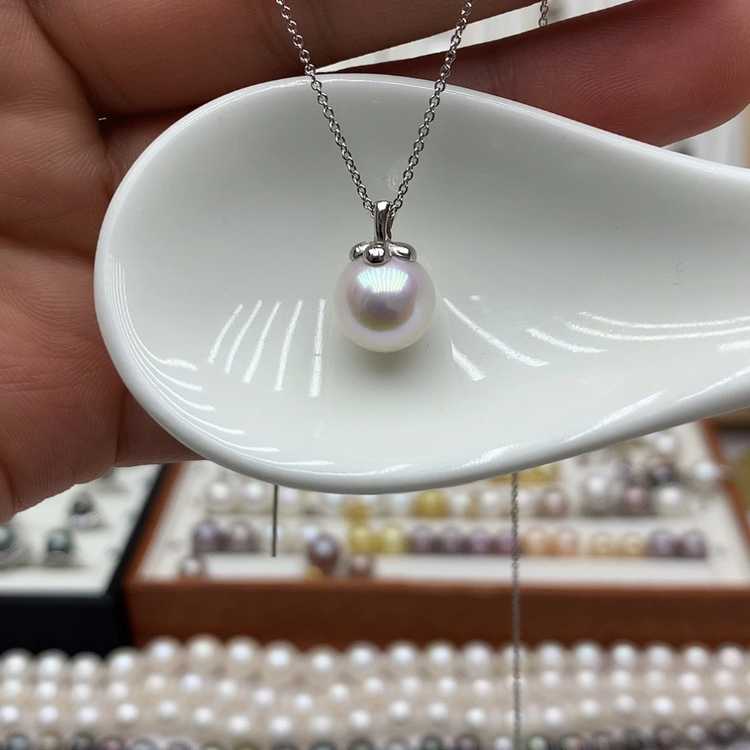 银S925镶嵌淡水珍珠吊坠(赠链)
