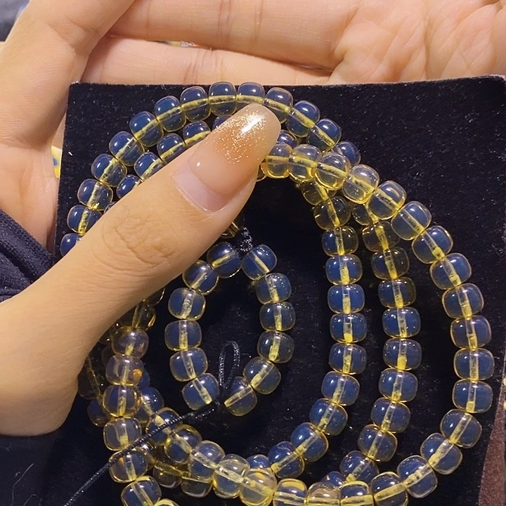 蓝珀未镶嵌珠宝奇石墨西哥老型佛珠7