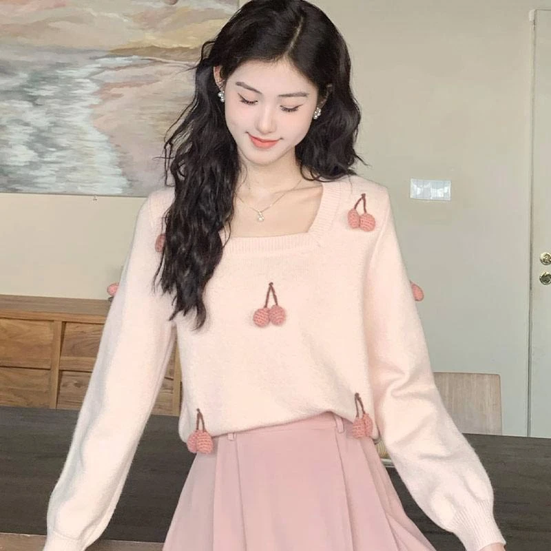 2025年春秋季新款韩版长袖针织衫女小个子小众拼色休闲百搭上衣潮