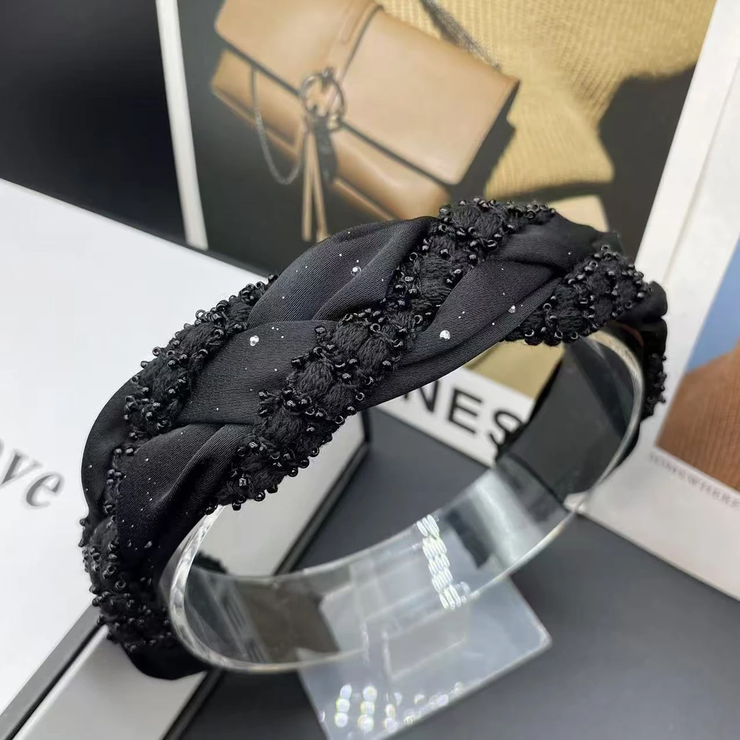 2025新款超仙精致百搭高档显脸小发卡气质满天星空麻花辫编织发箍