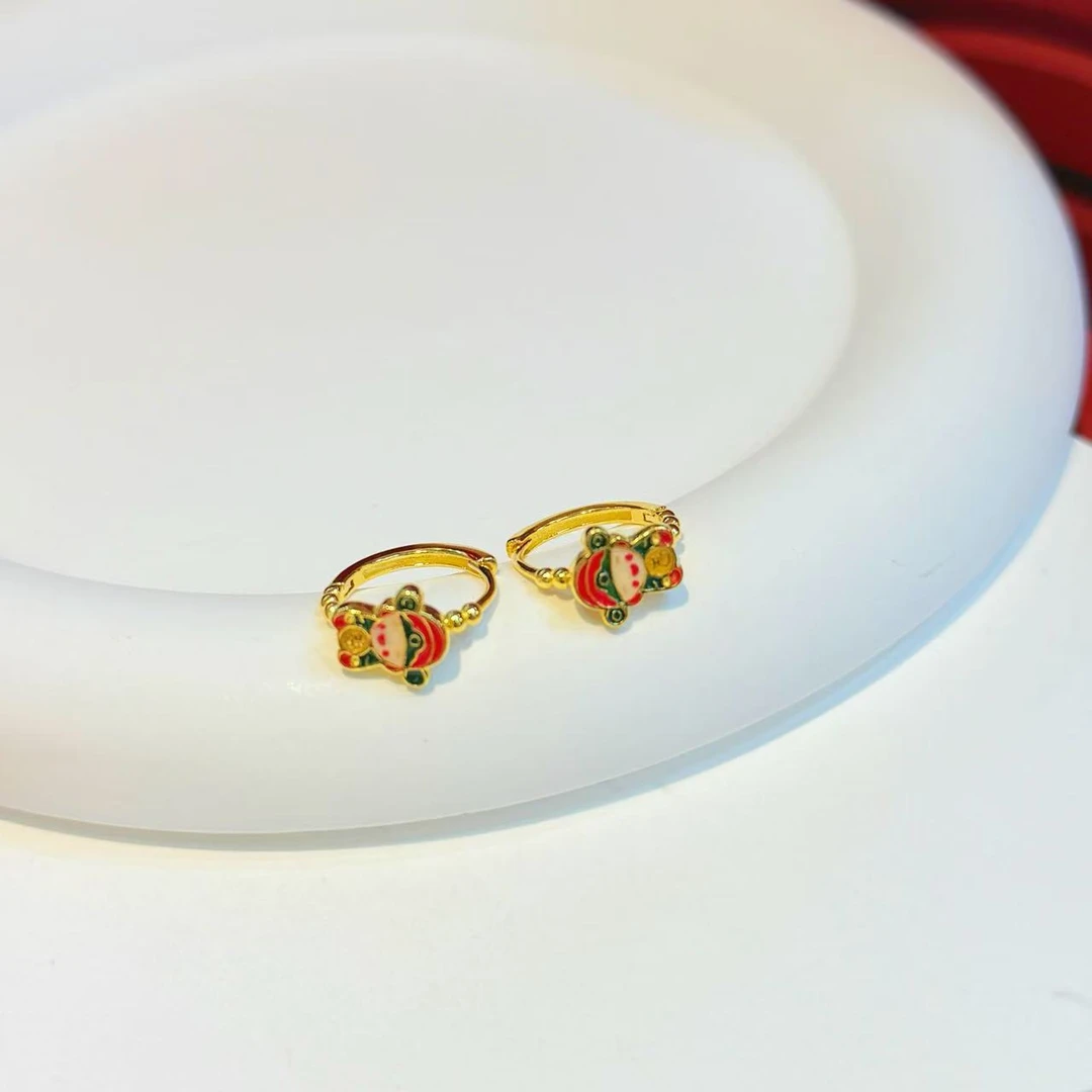 925银耳饰 烤蓝财神耳扣HNZ9459