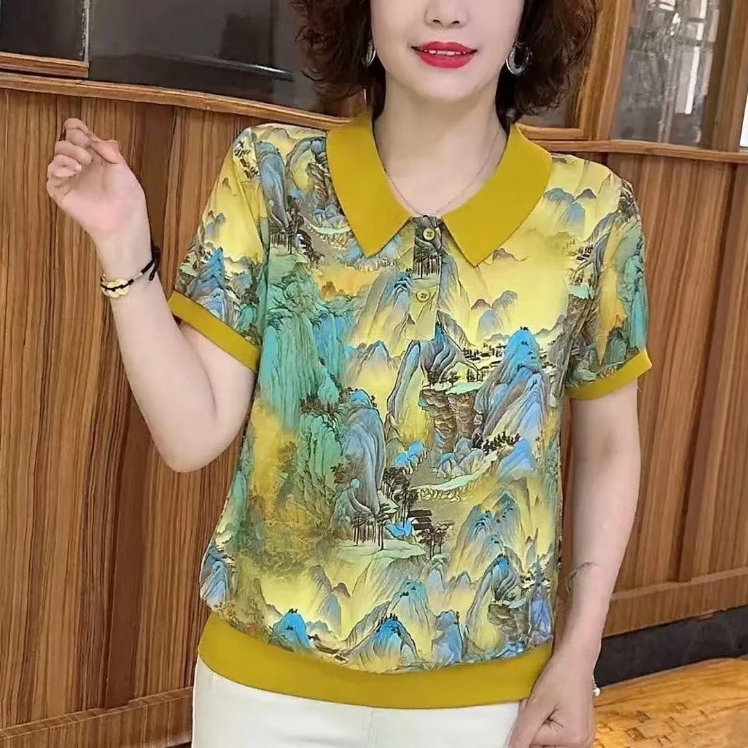 薄款娃娃领设计款洋气小衫2025新款女装夏季时尚气质短袖T恤