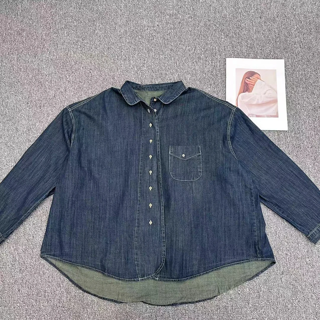 【周周家】5526濮院春季桑蚕丝牛仔衬衫女士休闲时尚街头风