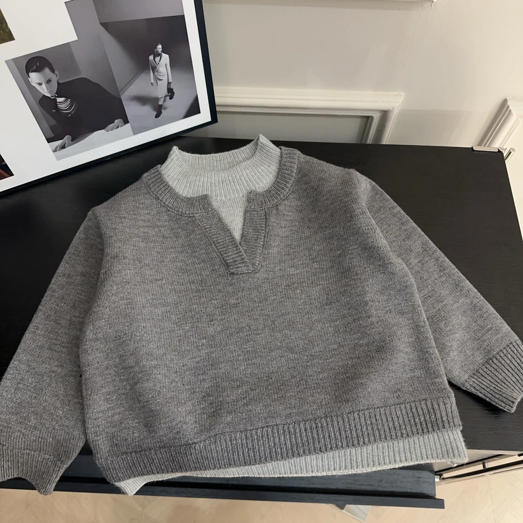 【两个小盆友】秋冬儿童韩版时尚休闲男女童假两件毛衣针织衫883226