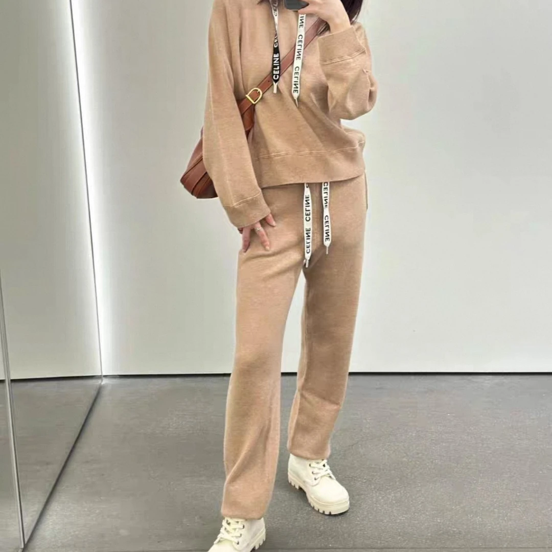 未使用 Celine/思琳 Celine 纯色针织长裤 卡其色L