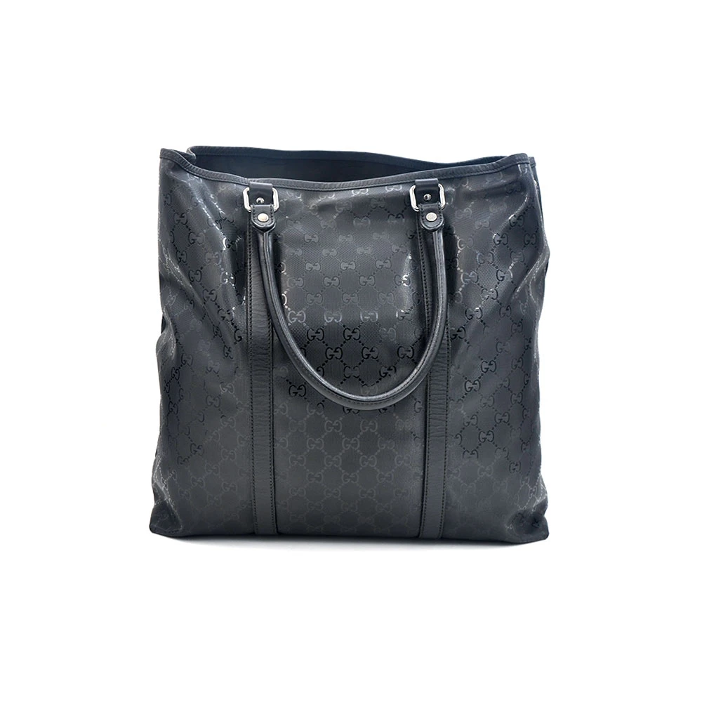 95新 GUCCI/古驰 97新闲置 黑色水晶皮老花大号托特包35＊37/33628