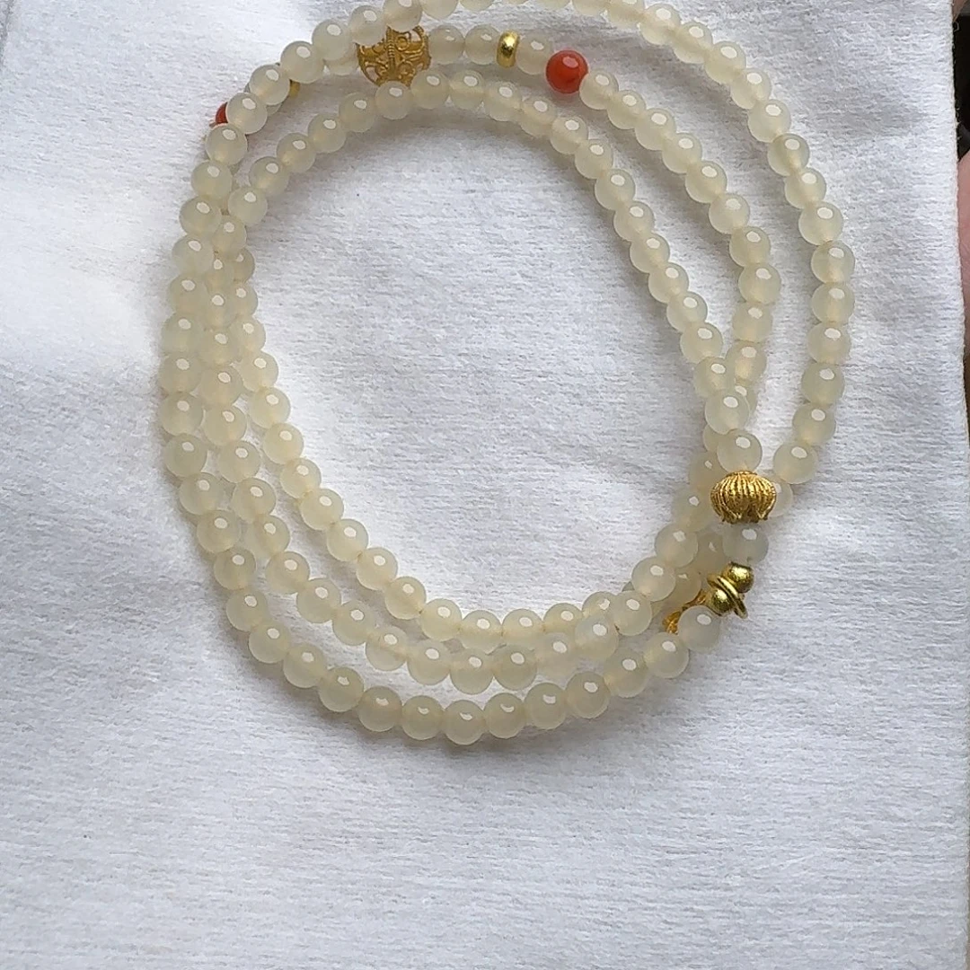 姐***气手链未镶嵌和田玉和田玉青海料蜂蜜水diy多圈