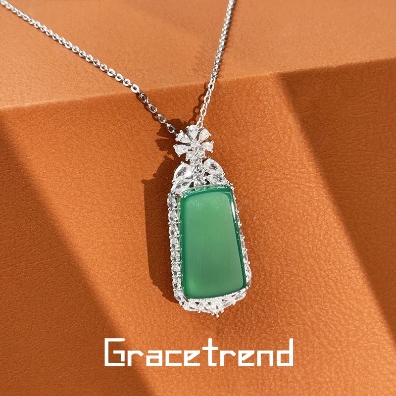 Grace trend国风气质绿色项链轻奢气质百搭无事牌吊坠 XX-469