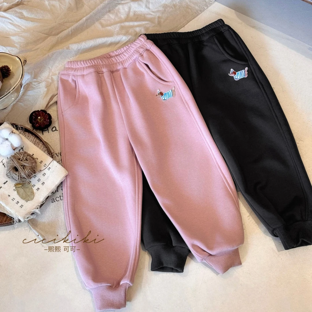 现货【卡西】儿童女童秋冬宽松百搭加绒休闲裤 熙熙可可KZ24128