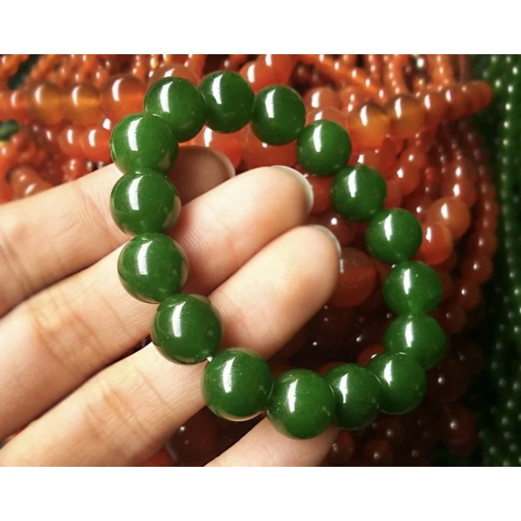 L46号12mm菠菜绿色圆珠手串