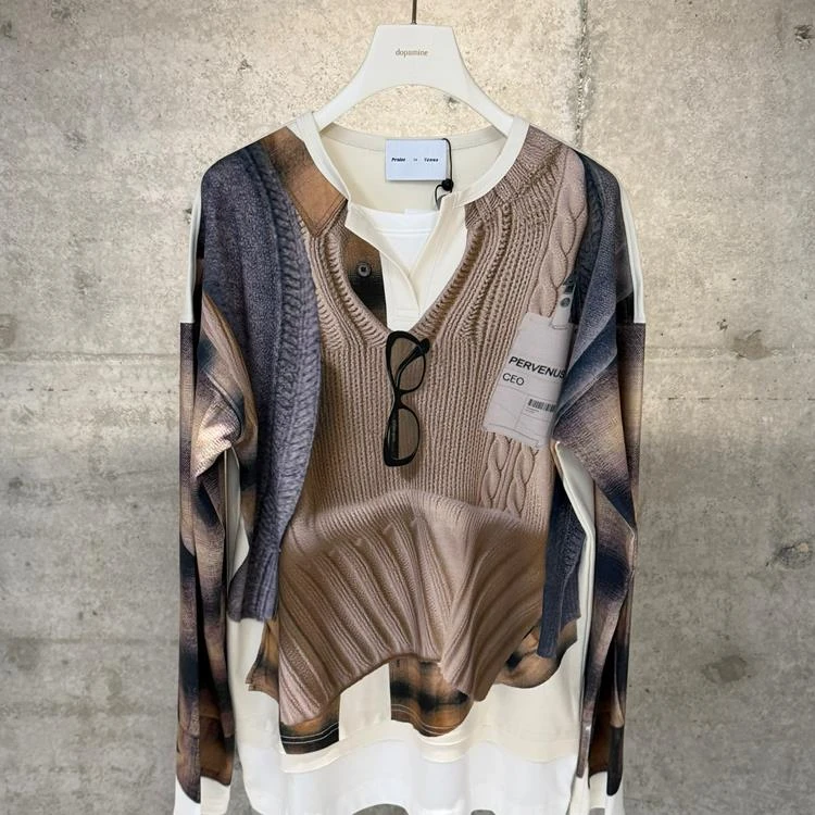 PUREVENUS丿未2025冬毛衣印花长袖T恤699dopdop买手店