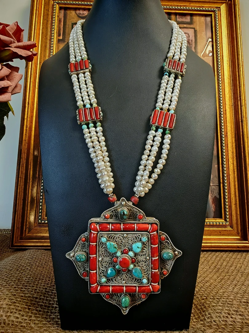 坠链均925银亚克力 尼泊尔进口女士项链