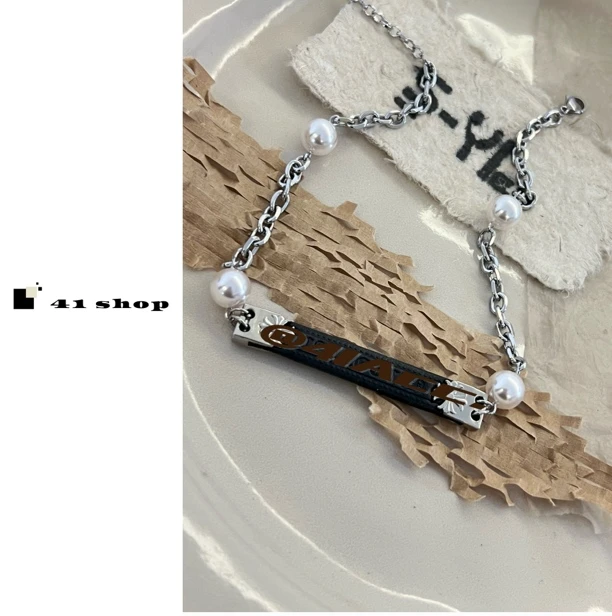 铜合金仿珍珠项链 B无编号克克吊皮皮牌牌四颗珠珠经典项链