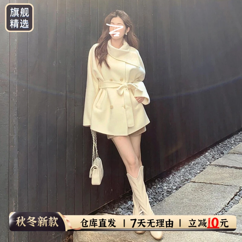 小香千金风白色毛呢大衣女秋冬2025新款高级贵气感短款厚呢子外套