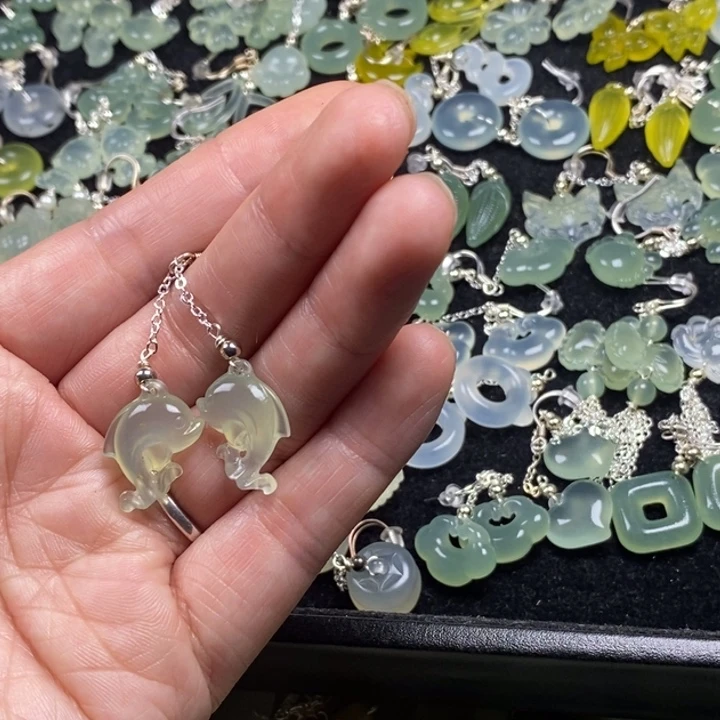 蛇纹石玉未镶嵌挂件耳饰耳环项链