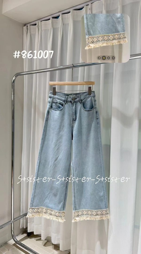 晓晓家大码春新款牛仔裤女直筒牛仔阔腿裤