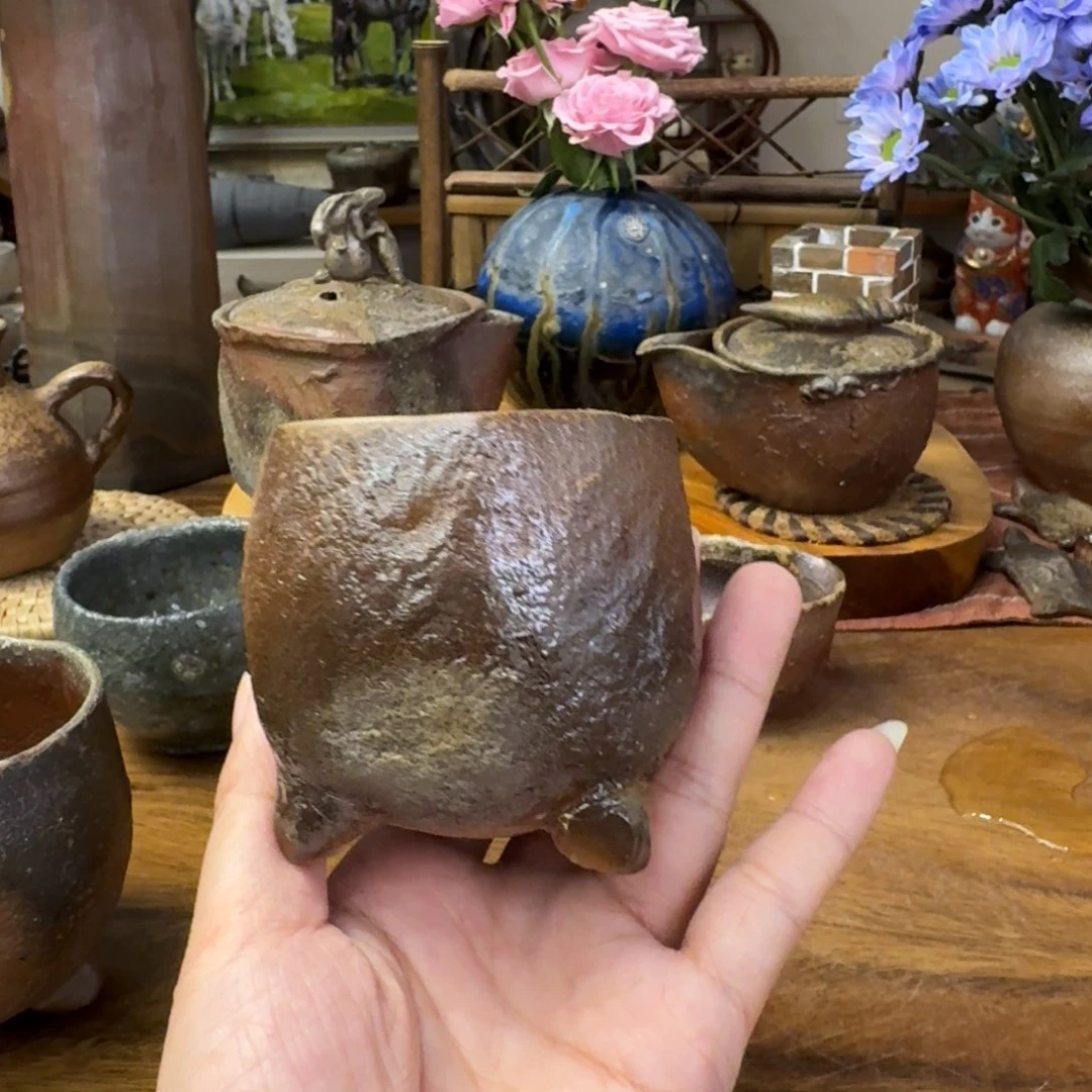 末石泰节备前烧典藏版三足杯福利一口价