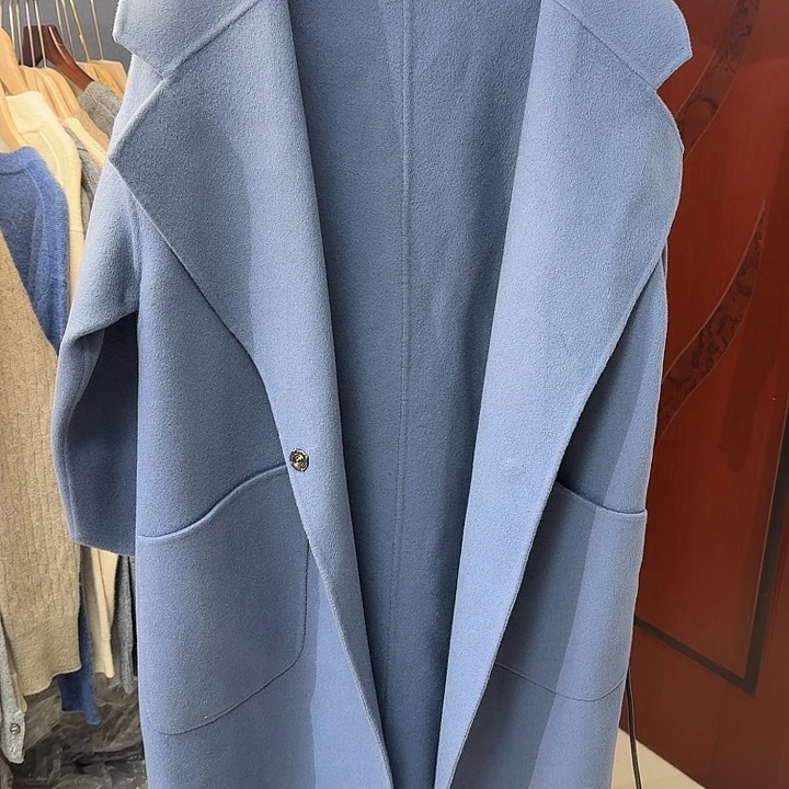 100%羊毛大衣蓝色S尺码