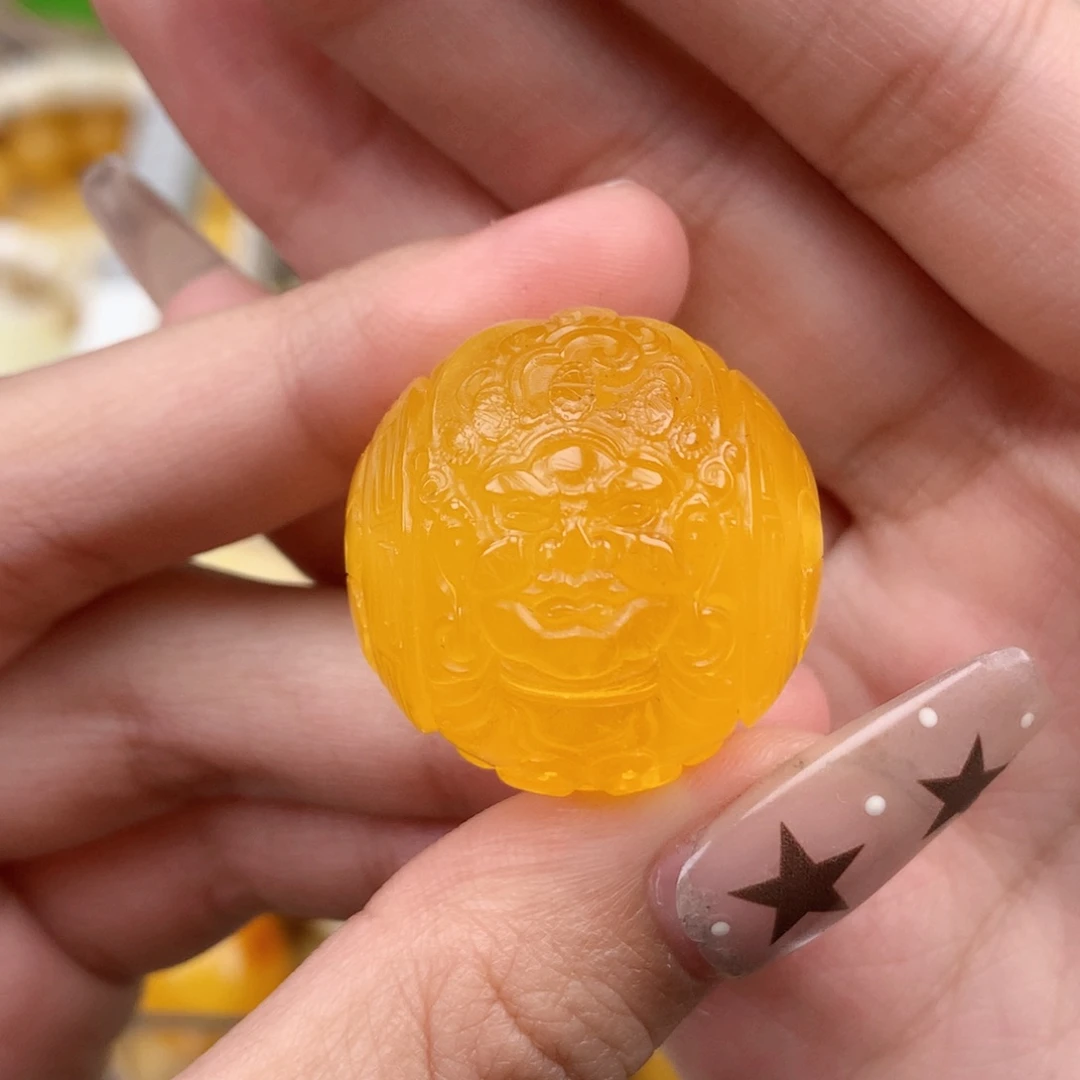 琥珀未镶嵌珠宝奇石25.6 黄财神珠