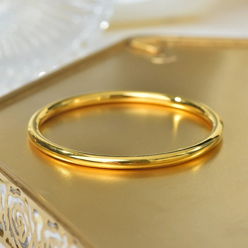 足银手镯999足银足银手镯亮面手镯闭口素圈古法传承送女友