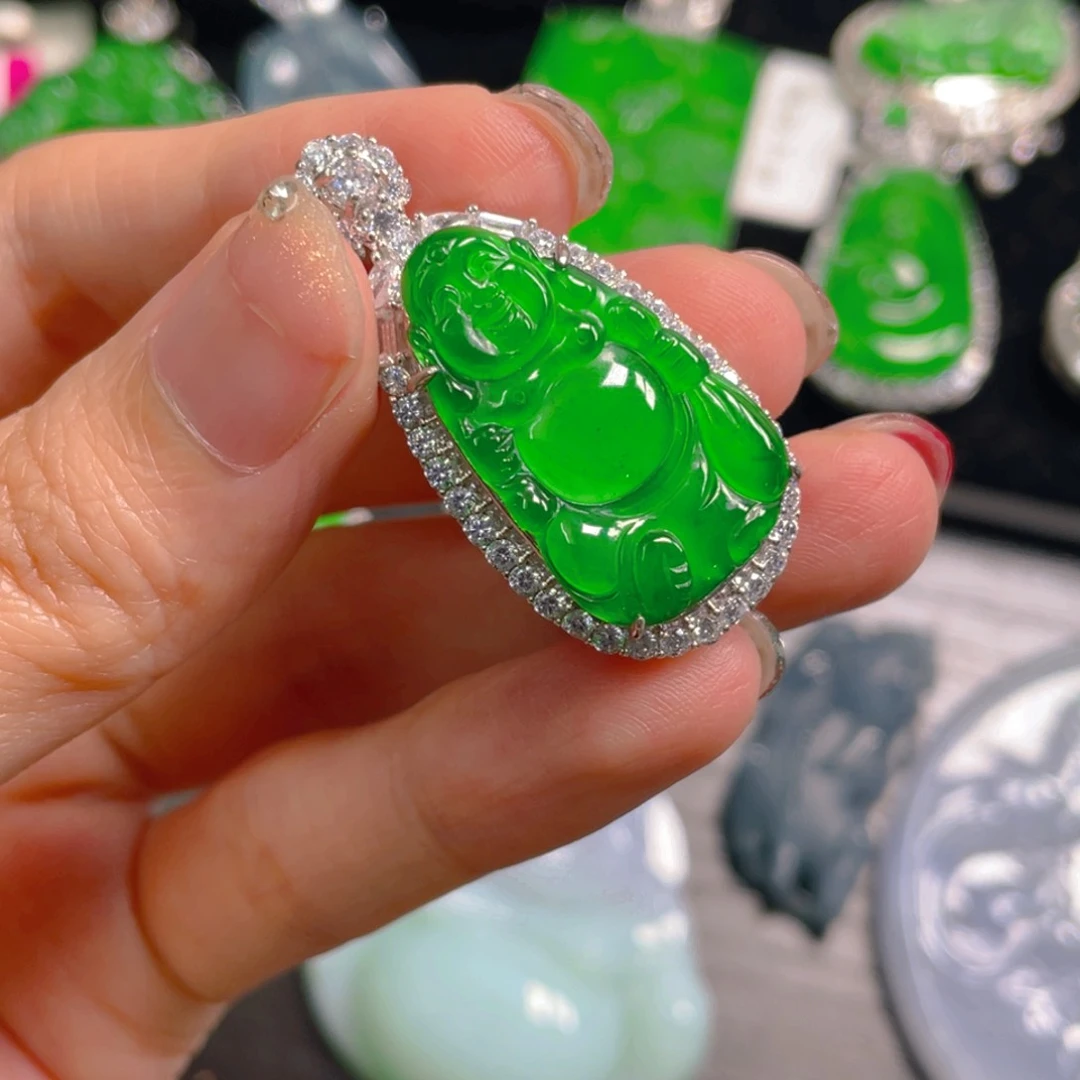 翡翠银S925镶嵌吊坠(不含链)