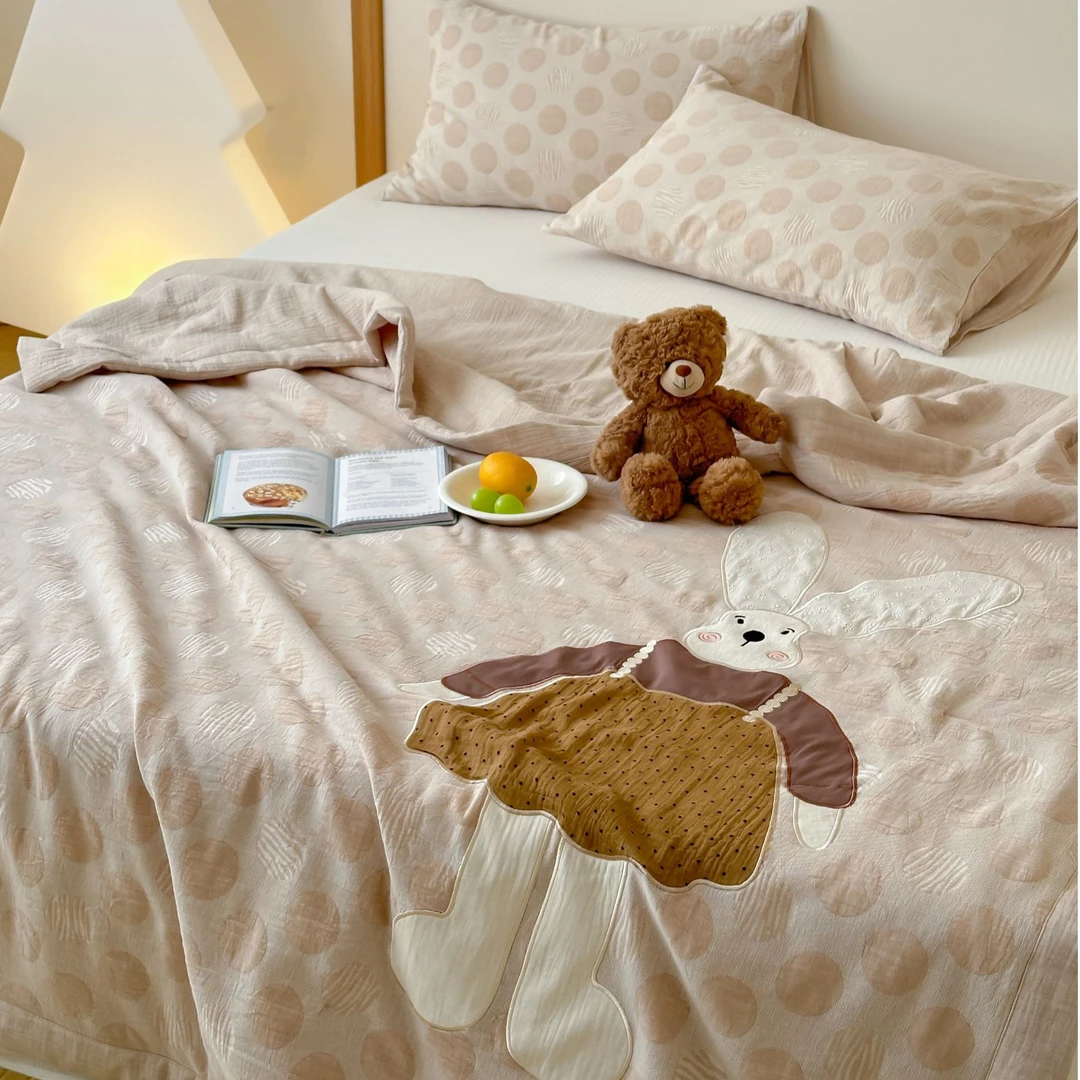 大耳系列-卡通夏凉被薄款双层纱夏被可水洗学生宿舍小清新夏凉被