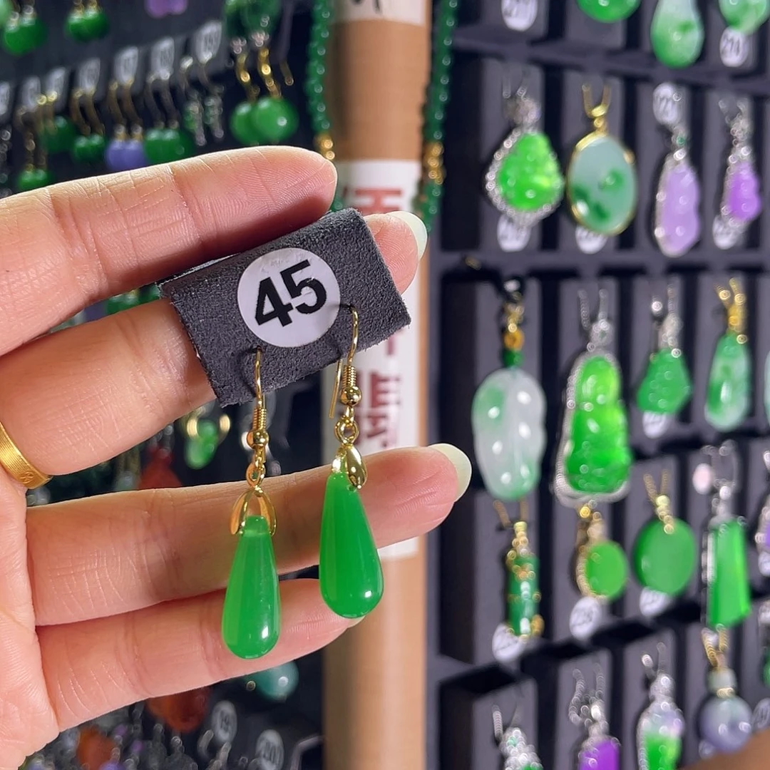 翡翠银S925镶嵌耳饰45