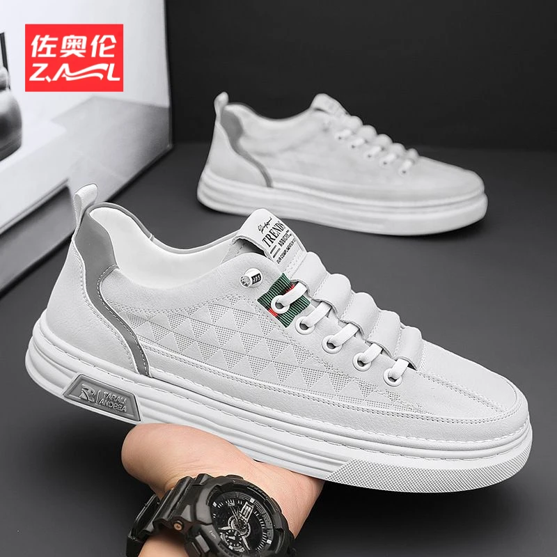 男鞋2025新款夏季透气运动小白板鞋男士白鞋休闲白色皮鞋百搭潮鞋
