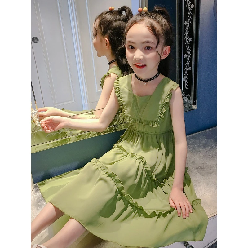 童装女童夏装连衣裙2025新款韩式洋气裙子中大童儿童夏季过膝长裙